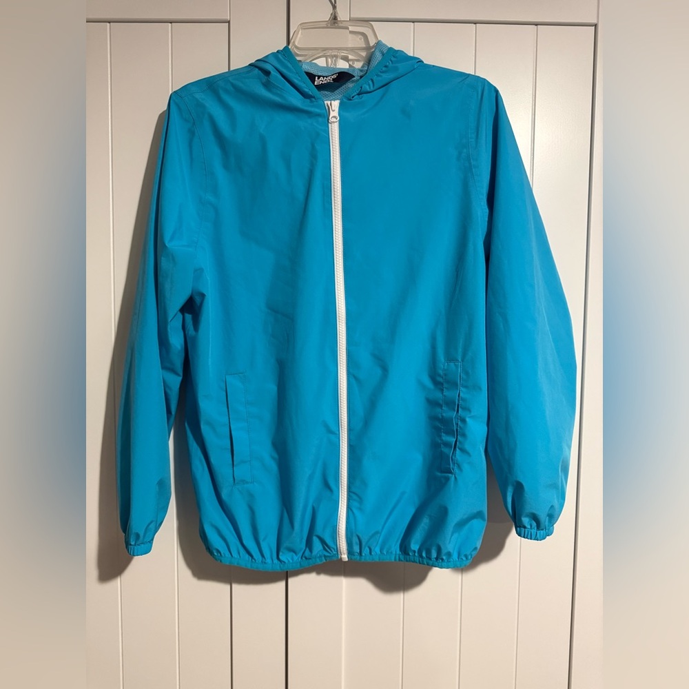 Lands’ End Blue Lightweight‎ Hooded Windbreaker Jacket Youth XL (14–16)